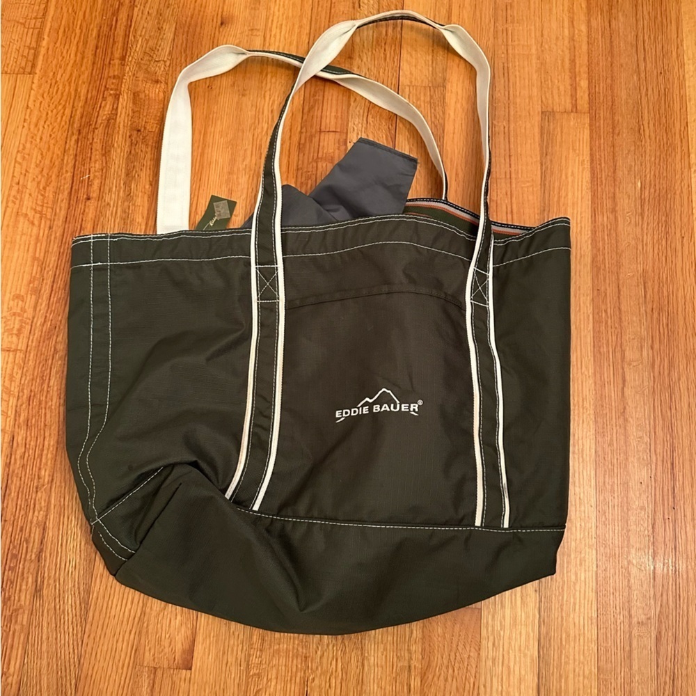 Eddie Bauer Green Embroidered Logo Tote Bag Medium Size (j10)